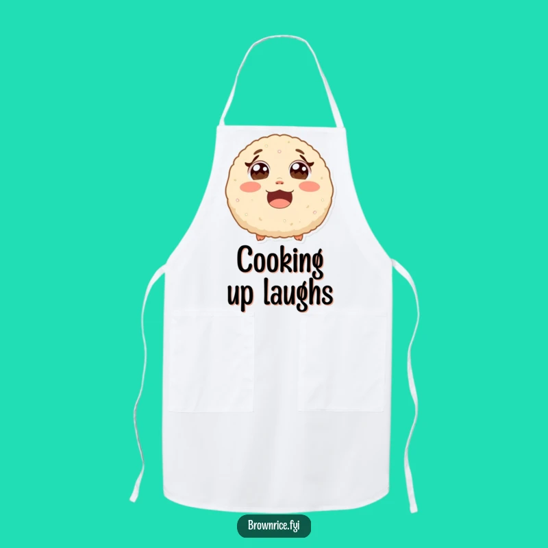 Funny Chef Brown Rice Ball Apron - Cute Cartoon Laughing Kitchen Gift