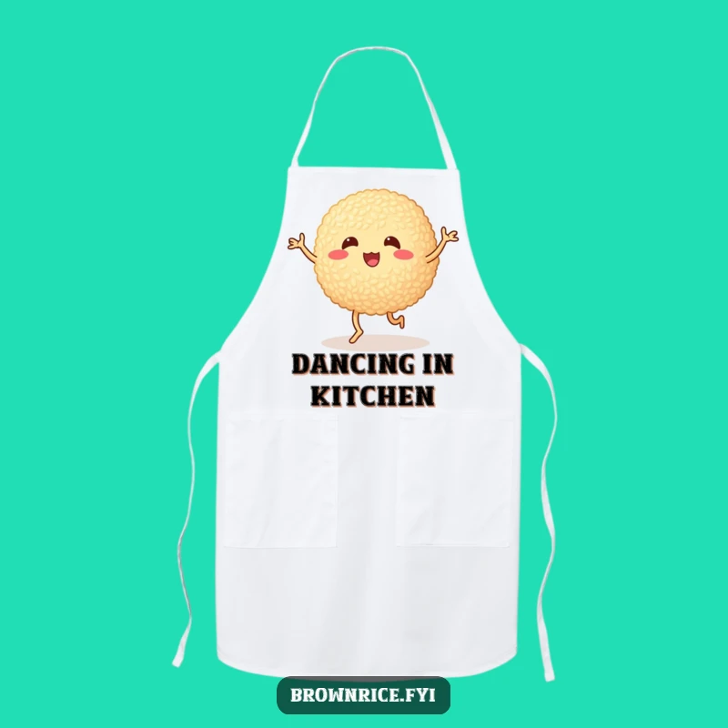 Funny Chef Brown Rice Ball Apron - Cute Cartoon Dancing Kitchen Gift