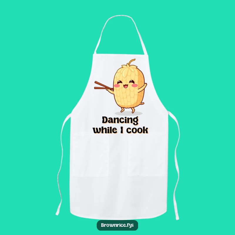 Funny Brown Rice Dance Apron: Cook with Rhythm and a Cheerful Grain!