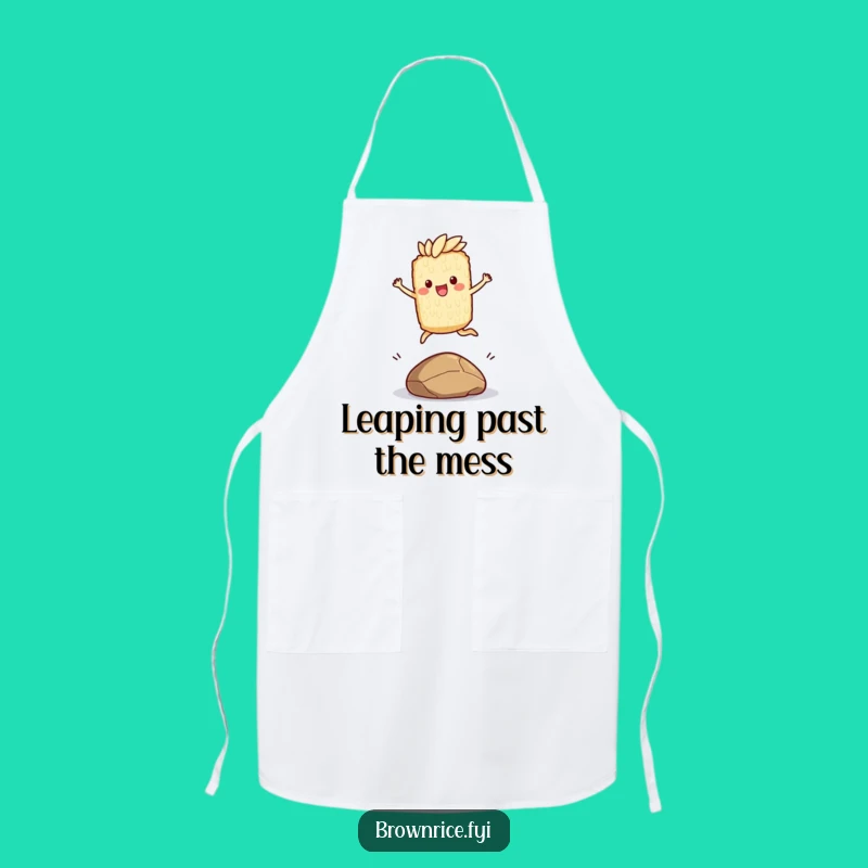 Funny Brown Rice Jumping Pebble Apron: Cook with Joyful Momentum