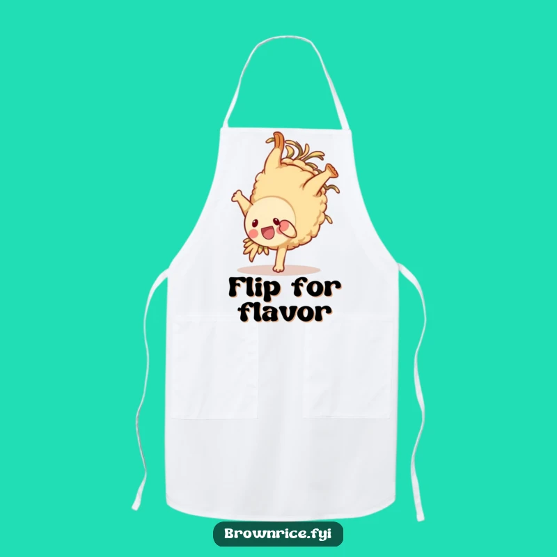 Funny Brown Rice Somersault Apron: Cheerful Chef Character, Perfect Kitchen Fun Gift