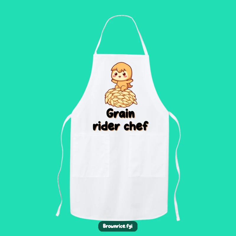 Funny Riding Rice Brown Apron - Cook with Joyful Adventure!