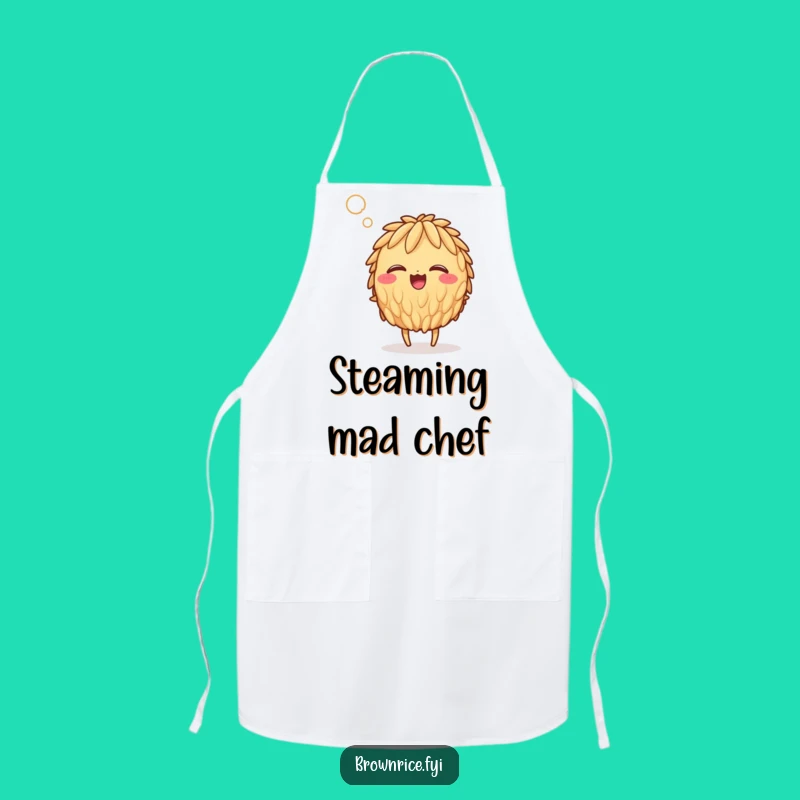 Funny Steaming Rice Grain Apron: Giggling Chef's Helper for Kitchen Humor