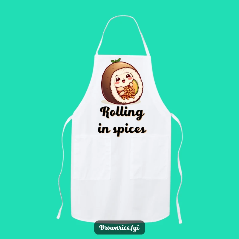 Funny Sushi Rice Grain Apron: Playful Character's Kitchen Roll Fun