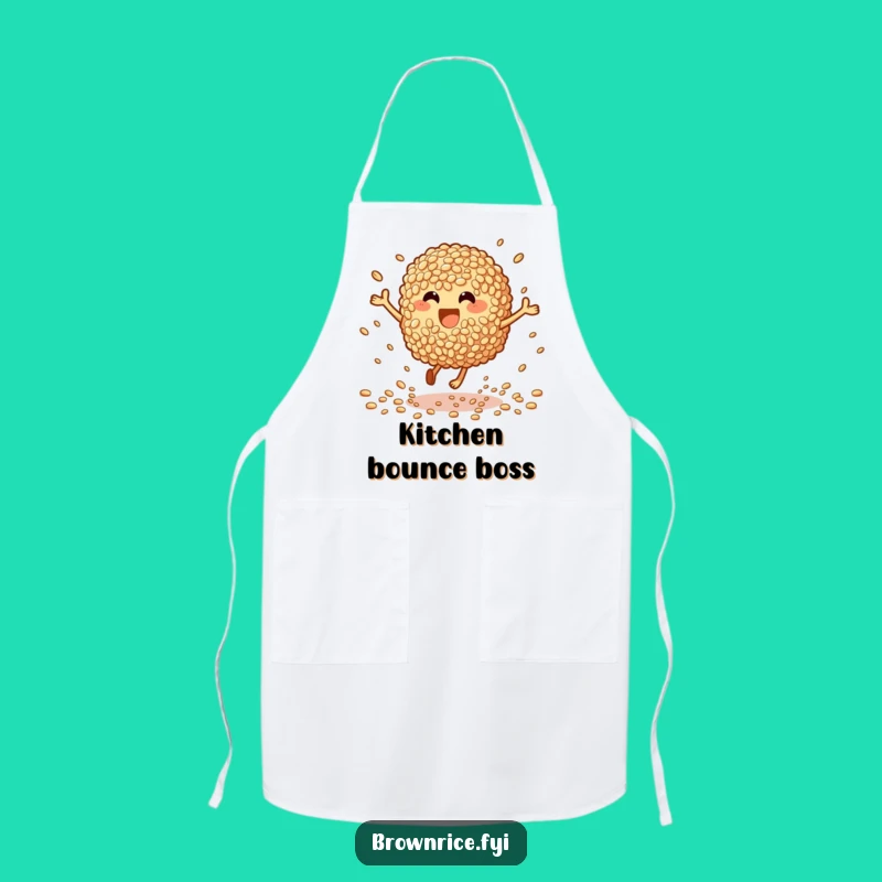 Funny Bouncing Brown Rice Apron: Cook with energy, great funny gift!