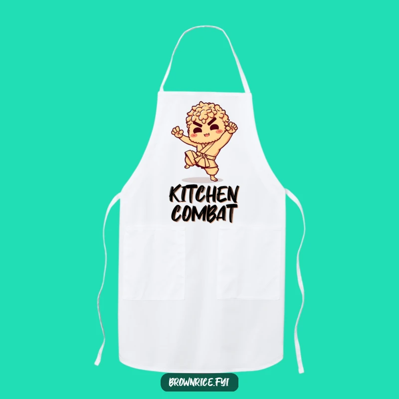 Funny Brown Rice Karate Apron: Train with Comedy and Kitchen Power!