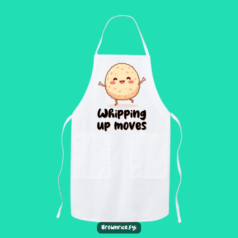 Funny Dancing Brown Rice Ball Apron, Cute Kitchen Wear for a Silly Gift