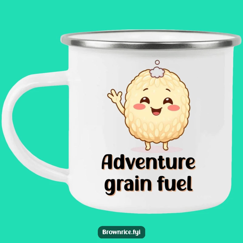 Funny Brown Rice Grain Camping Mug: Adventure Fuel with a Grain of Humor