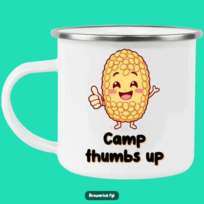 Funny Jolly Rice Grain Camping Mug: Thumbs-Up for Outdoor Fun
