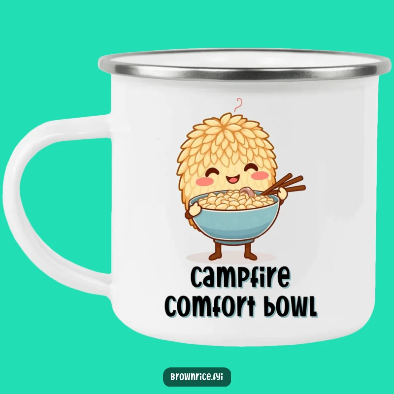 Funny Caring Rice Grain Camping Mug: Warm Drinks, Warm Hearts