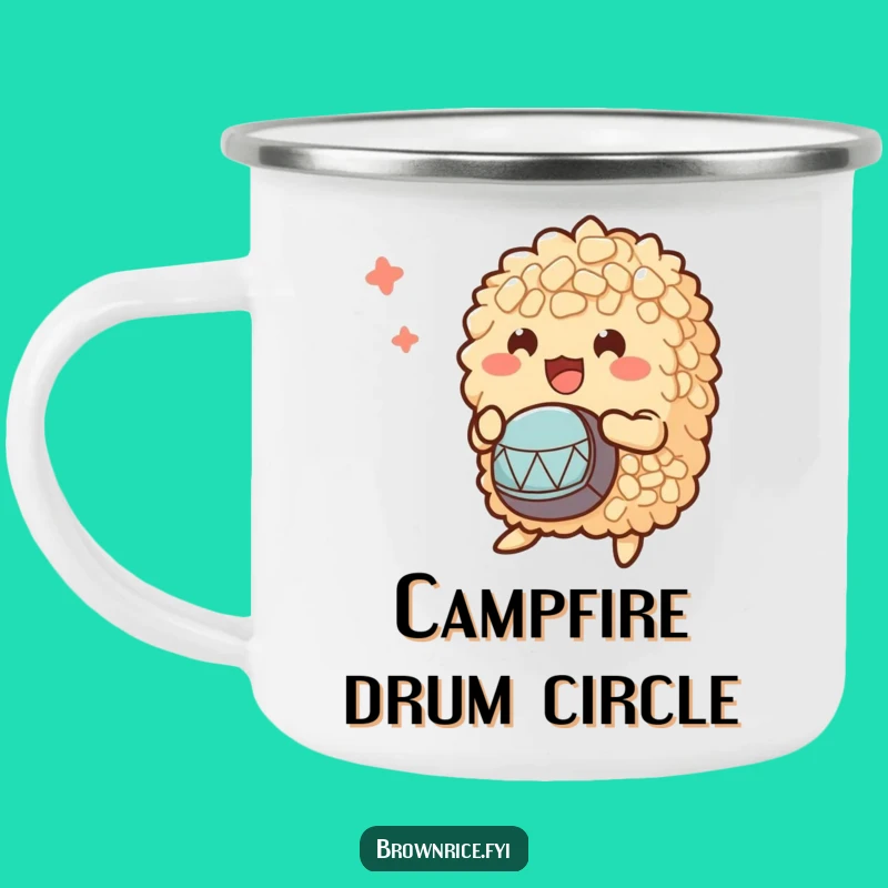 Funny Brown Rice Drumming Bunch Camping Mug: Campfire Beats