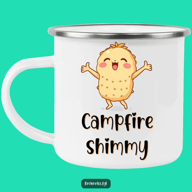 Funny Dancing Rice Brown Camping Mug - Campfire Grooves & Fun!