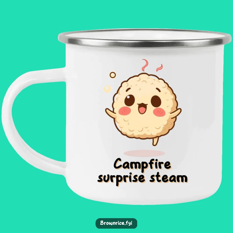 Funny Levitating Rice Camping Mug - Surprised Outdoor Steam