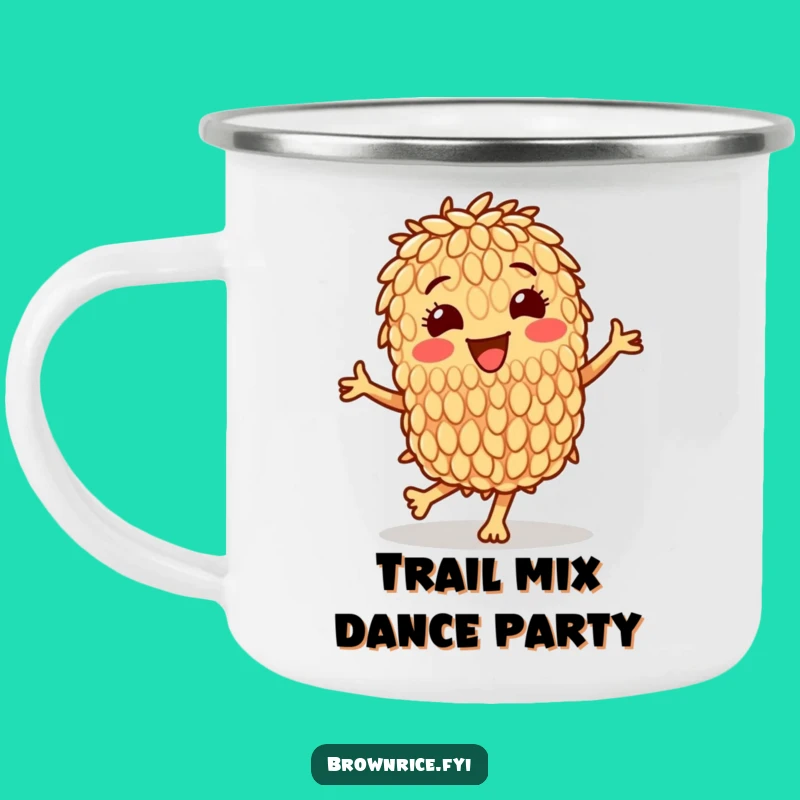 Funny Brown Rice Grain Dance Camping Mug: Adventure Fuel with Humor