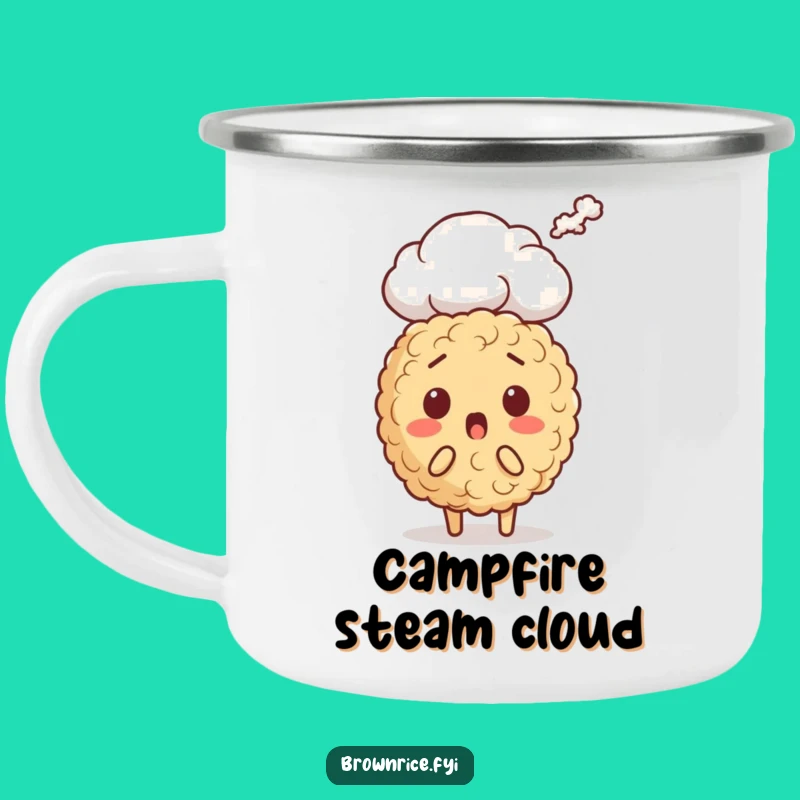 Funny Brown Rice Surprise Camping Mug: Steaming Character Adventure Cup, Perfect Gift