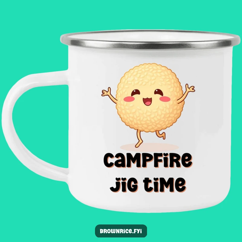 Funny Durable Brown Rice Ball Camping Mug - Cartoon Dancing Outdoor Cup