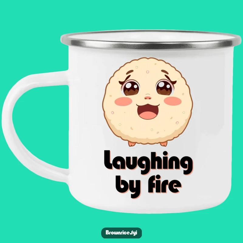 Funny Durable Brown Rice Ball Camping Mug - Cartoon Laughing Outdoor Cup