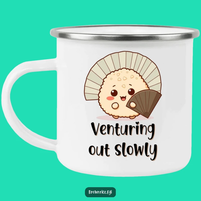 Funny Durable Brown Rice Ball Camping Mug - Cartoon Peeking Outdoor Cup