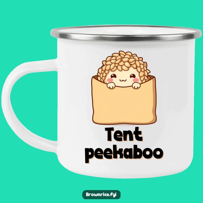 Funny Shy Brown Rice Camping Mug: Wholesome Warmth for Outdoor Adventures