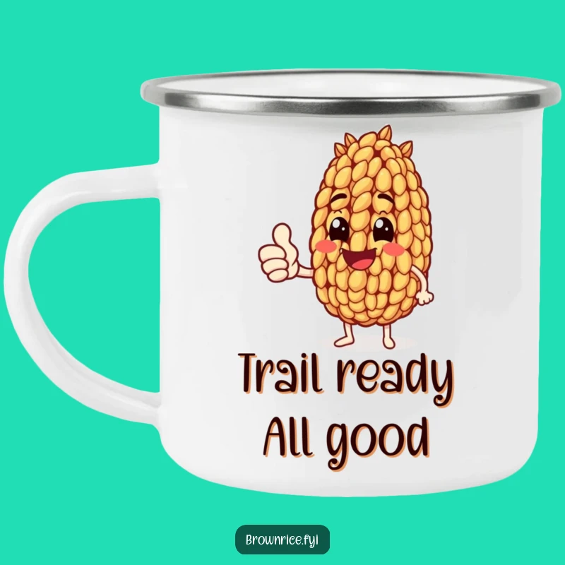 Funny Brown Rice Thumbs Up Camping Mug: Durable Positive Cup, Best Funny Gift