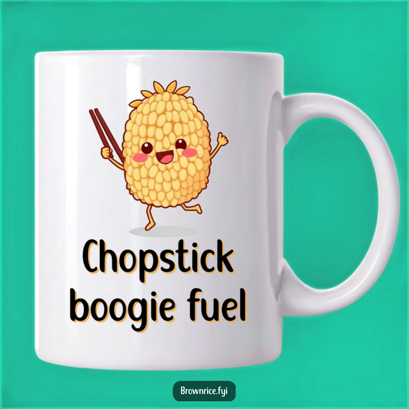 Funny Dancing Rice Grain Mug - Joyful Character Chopstick Gift