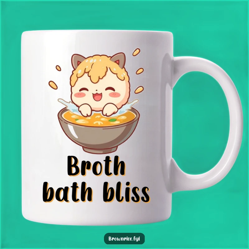 Funny Brown Rice Broth Splash Mug: Playful Grain Character Gift