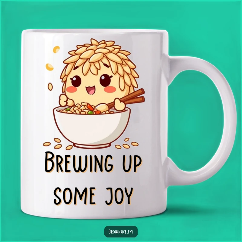 Funny Brown Rice Chef Mixing Mug: Happy Character Kitchen Gift, Unique Funny Gift