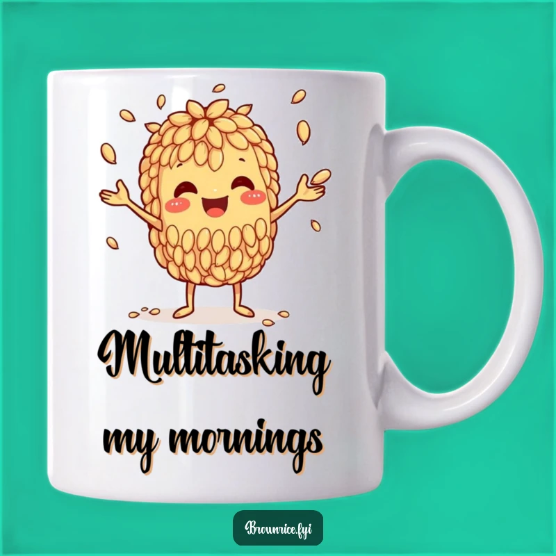 Funny Brown Rice Juggler Mug: Amazing Skill from a Grain Character Gift!