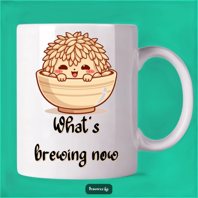 Funny Brown Rice Mischief Mug: Sneaky Grain Character Peeking Out Gift!