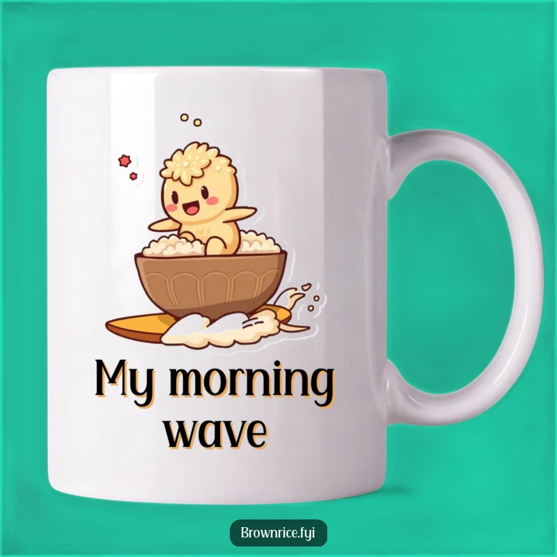 Funny Rice Surfer Brown Rice Character Mug: A Hilarious Gift for Foodies!