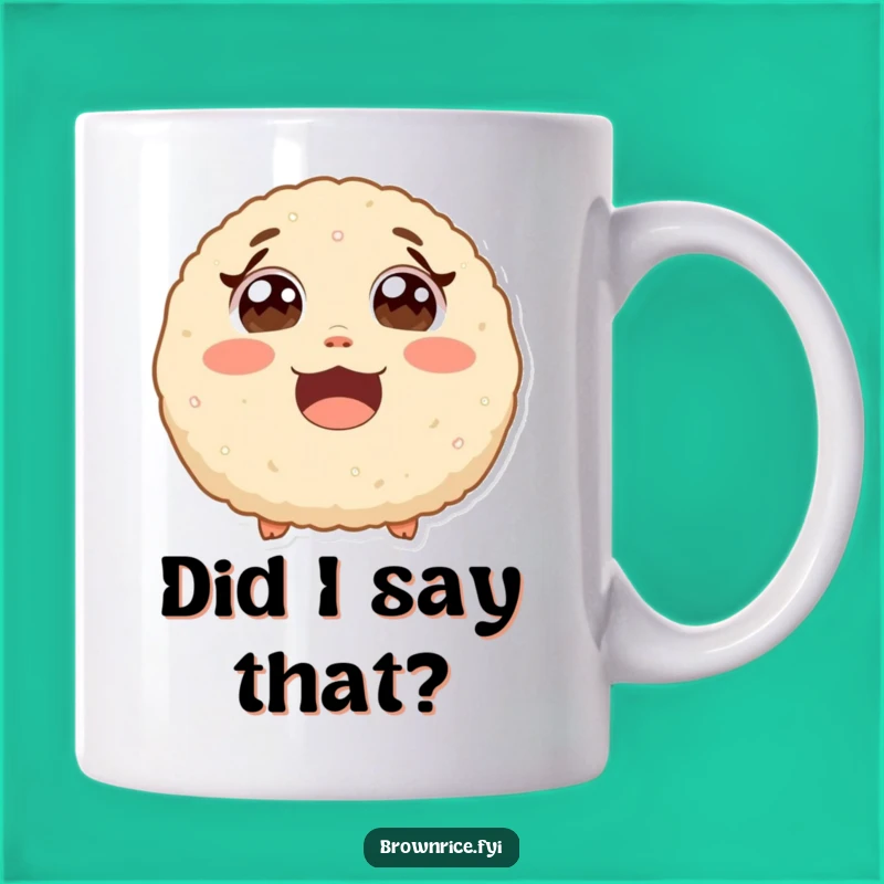 Funny Surprised Brown Rice Ball Mug - Eyes Wide Laughing Cartoon Gift