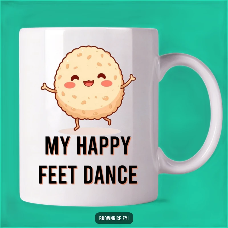 Funny Kawaii Brown Rice Ball Dancing Mug, The Cutest Silly Dance Gift For Rice Lovers