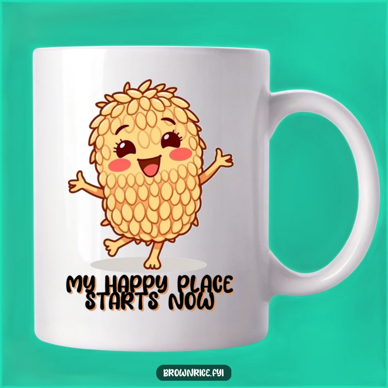 Funny Brown Rice Grain Happy Dance Mug: A Hilarious Gift for Carb Lovers