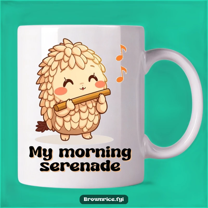 Funny Brown Rice Flute Player Mug - A Whimsical Musical Gift for Rice Lovers