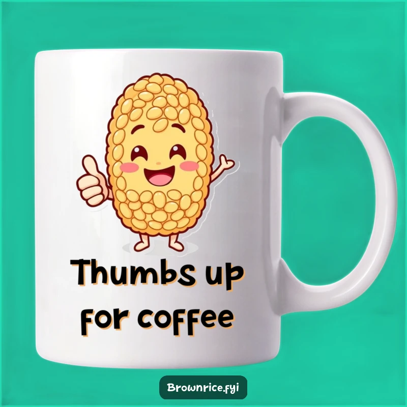Funny Jolly Rice Grain Mug: Thumbs-Up Character for a Great Gift