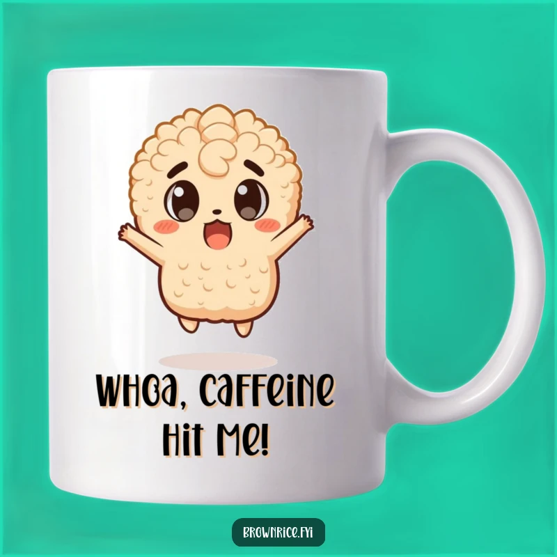 Funny Surprise Jump Brown Rice Mug - Hilarious Gift for Rice Lovers!