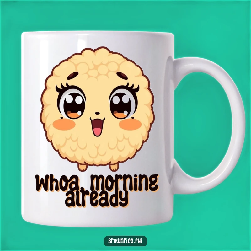 Funny Brown Rice Surprise Mug: Wide-Eyed Grain Character for Shocking Gifts!