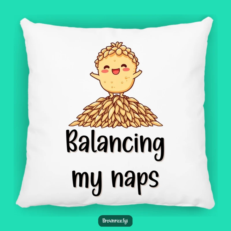 Funny Balancing Rice Brown Pillow - Comfy Pillow for Steady Comfort!