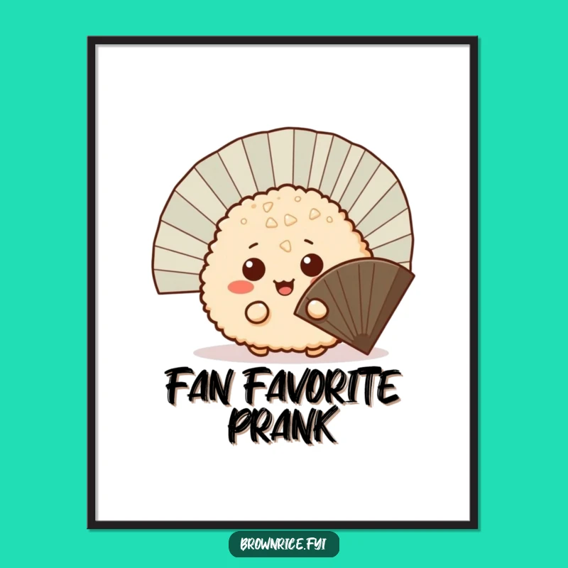 Funny Printable Brown Rice Ball Art - Instant Cartoon Peeking Download