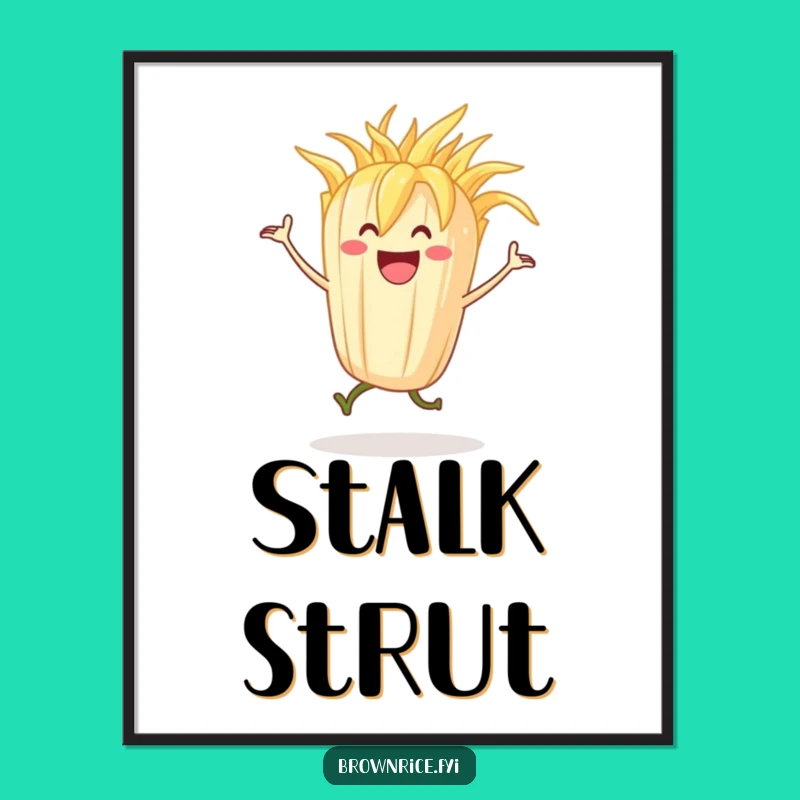 Funny Dancing Rice Stalk Digital Print: Instant Joyful Art