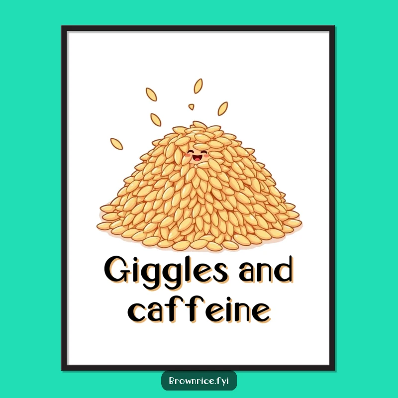 Funny Giggling Rice Grains Digital Art, Instant Joyful Decor for a Happy Gift