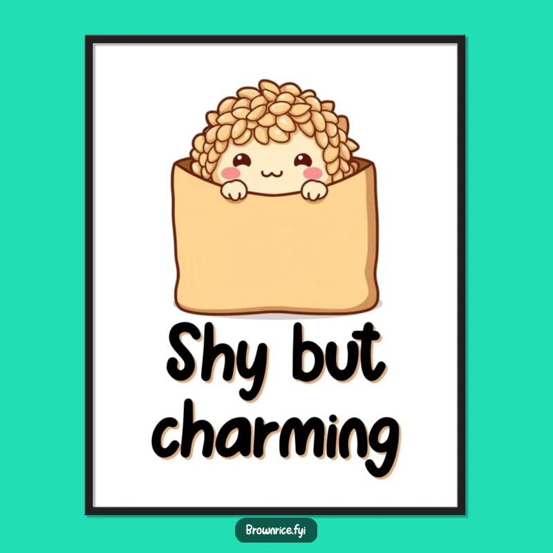 Funny Shy Brown Rice Digital Art: Instant Wholesome Charm for Your Space