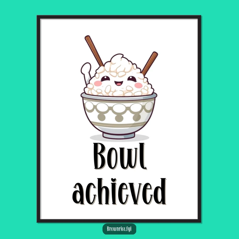 Funny Victory Rice Bowl Digital Print: Instant Celebration Art