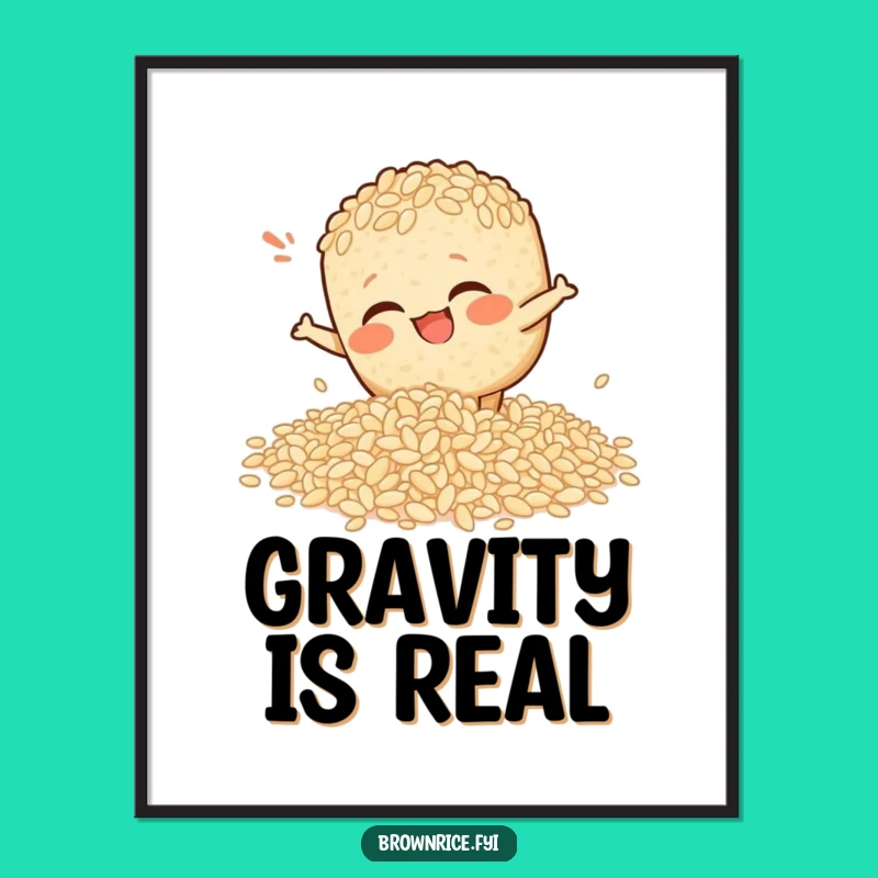 Funny Slipping Rice Brown Digital Art - Instant Comical Decor!