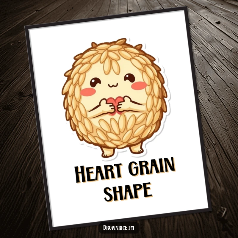 Funny Digital Art Print: A brown rice character forming a heart with grains, symbolizing love and tender connection.