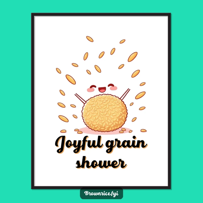 Funny Printable Brown Rice Ball Art - Instant Cartoon Tossing Grains Download