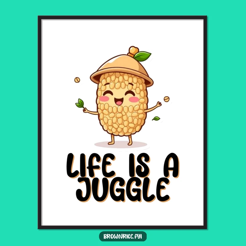 Funny Brown Rice Juggling Hat Digital Print: Whimsical Art Download