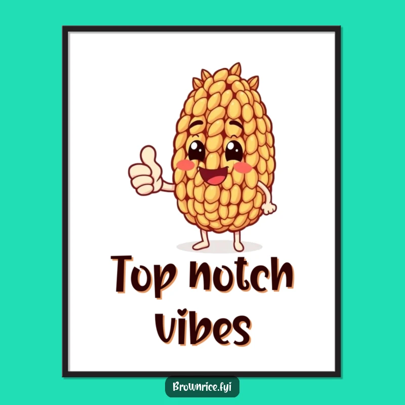 Funny Brown Rice Thumbs Up Digital Art: Positive Character Decor, Perfect Funny Gift