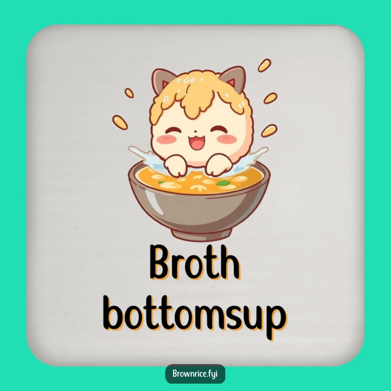 Funny Brown Rice Broth Splash Coasters: Set Grain Character Decor Gift