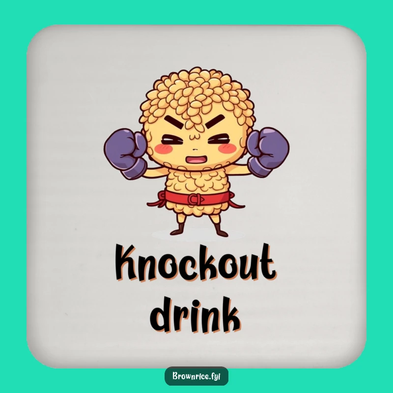 Funny Brown Rice Boxer Coaster: Protect Surfaces with Fighting Flair